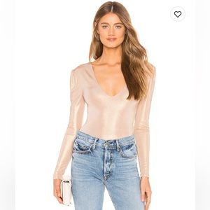Revolve Lovers and Friends Vera Bodysuit in Bronze Metallic, Size XXS